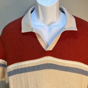 Marine Layer beige, orange and blue Sweater Polo short sleeve shirt XL